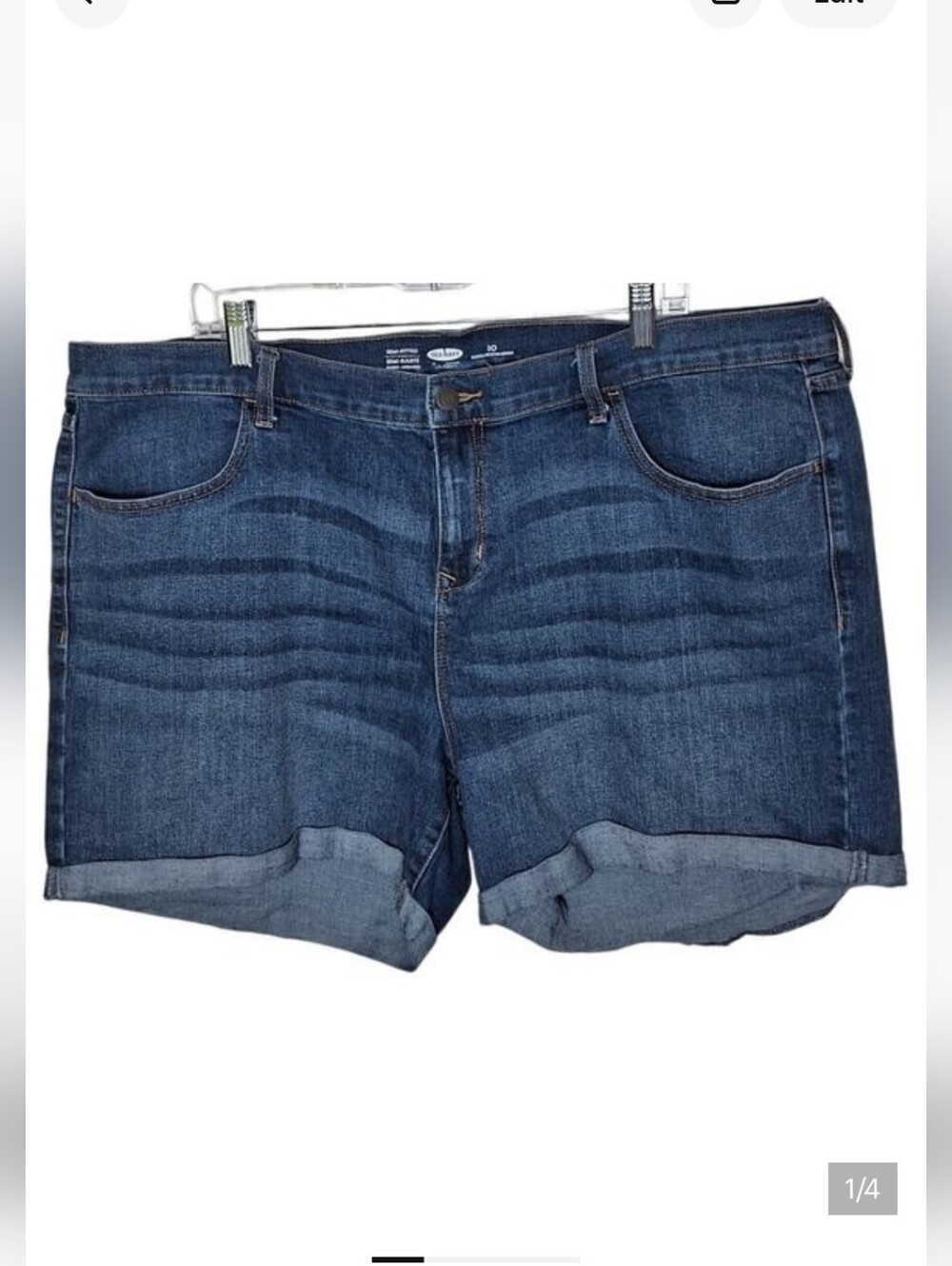 Old Navy Women 20 Medium Wash "Semi Fitted" Stretch Pockets Comfort Denim Shorts